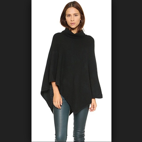 Joie Loysse Wool Cashmere Black Poncho Sweater - Picture 2 of 8